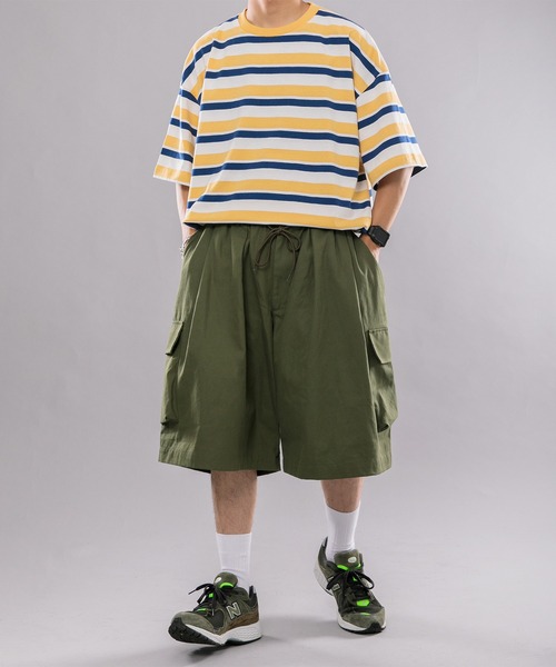 kutir(クティール)の「マルチボーダーTシャツ(Tシャツ/カットソー・メンズ・サックスブルー/イエロー/グリーン・MEDIUM/LARGE)」の19枚目の写真