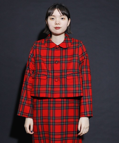 IAM I IN FACT... チェック柄ショート丈ジャケット WEB限定】チェック柄ショートシャツ