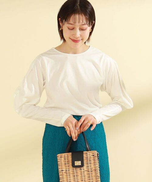 Ray BEAMS（レイビームス）の「Ray BEAMS / コクーン スリーブ クルーネック Tシャツ（Tシャツ/カットソー・レディース・ブラック/ホワイト・ONE SIZE）」の10枚目の写真