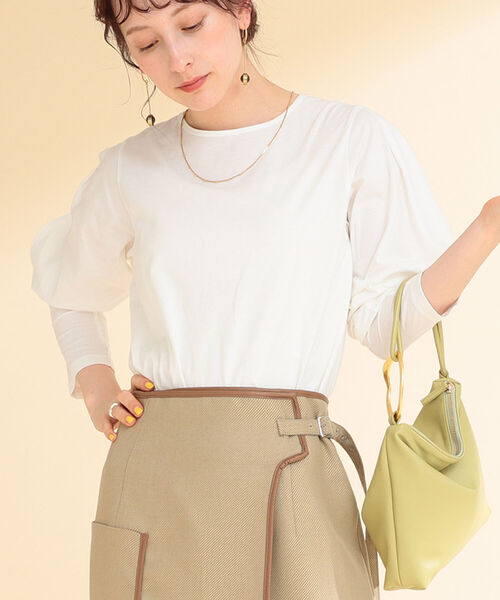 Ray BEAMS（レイビームス）の「Ray BEAMS / コクーン スリーブ クルーネック Tシャツ（Tシャツ/カットソー・レディース・ブラック/ホワイト・ONE SIZE）」の7枚目の写真