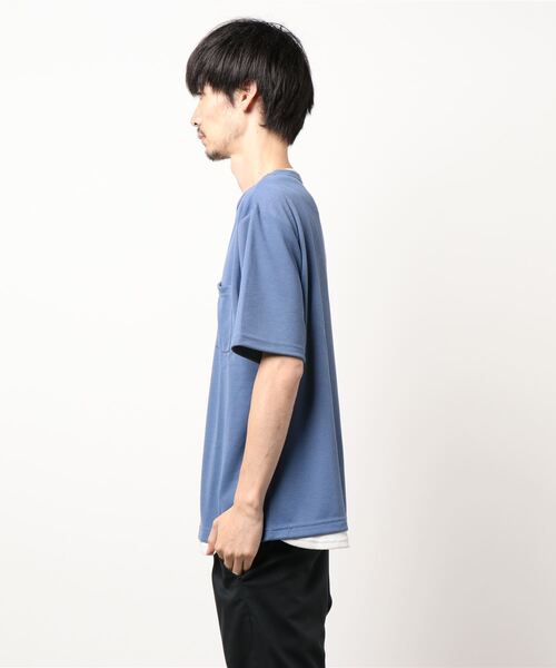 JUNRED（ジュンレッド）の「フェイクレイヤードTシャツ（Tシャツ/カットソー・メンズ・ベージュ/ネイビー/ブルー・LL/M/L）」の4枚目の写真