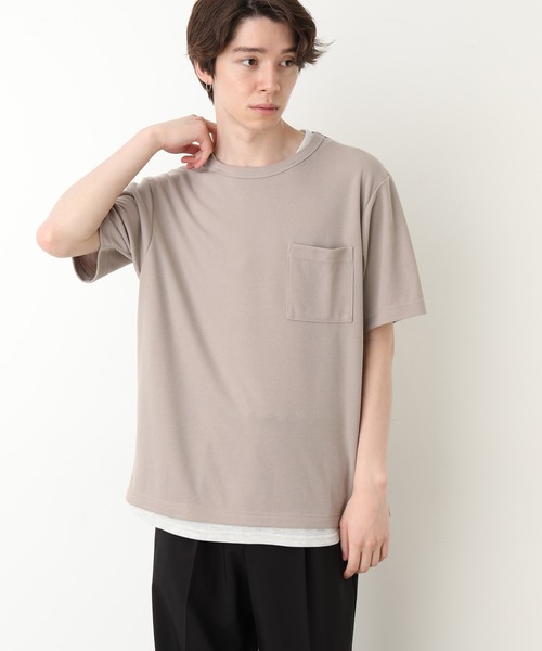 JUNRED（ジュンレッド）の「フェイクレイヤードTシャツ（Tシャツ/カットソー・メンズ・ベージュ/ネイビー/ブルー・LL/M/L）」の7枚目の写真