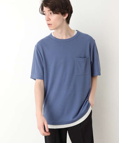 JUNRED（ジュンレッド）の「フェイクレイヤードTシャツ（Tシャツ/カットソー・メンズ・ベージュ/ネイビー/ブルー・LL/M/L）」の8枚目の写真