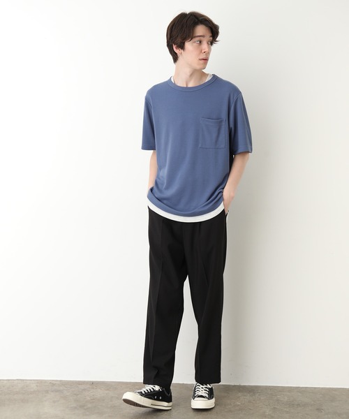 JUNRED（ジュンレッド）の「フェイクレイヤードTシャツ（Tシャツ/カットソー・メンズ・ベージュ/ネイビー/ブルー・LL/M/L）」の14枚目の写真