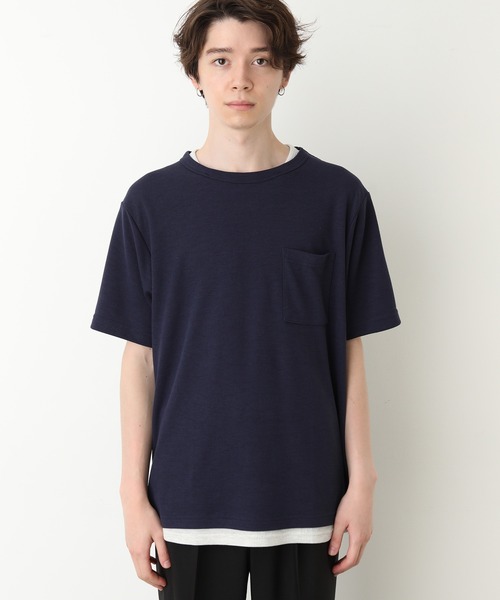 JUNRED（ジュンレッド）の「フェイクレイヤードTシャツ（Tシャツ/カットソー・メンズ・ベージュ/ネイビー/ブルー・LL/M/L）」の18枚目の写真