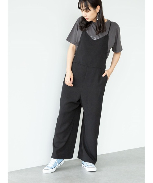 Green Parks(グリーンパークス)の「リラックスサロペット*(サロペット/オーバーオール・レディース・ブラック/ベージュ・FREE)」の2枚目の写真