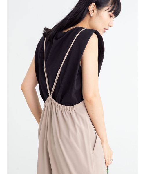 Green Parks(グリーンパークス)の「リラックスサロペット*(サロペット/オーバーオール・レディース・ブラック/ベージュ・FREE)」の8枚目の写真