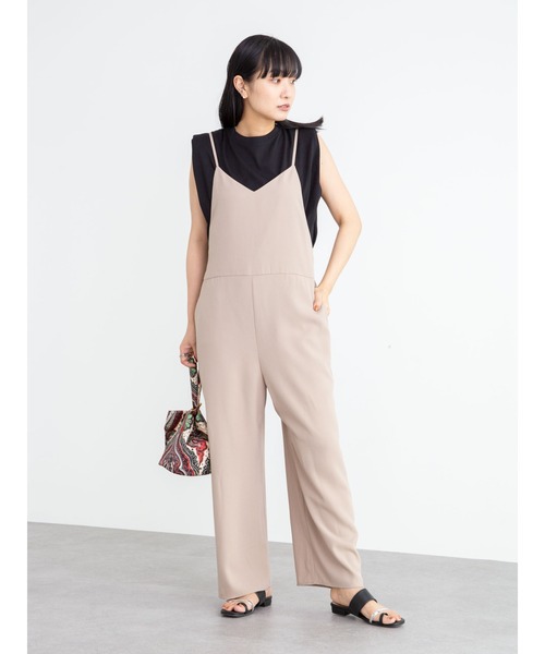 Green Parks(グリーンパークス)の「リラックスサロペット*(サロペット/オーバーオール・レディース・ブラック/ベージュ・FREE)」の4枚目の写真