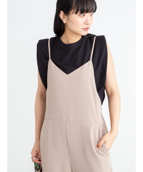 Green Parks(グリーンパークス)の「リラックスサロペット*(サロペット/オーバーオール・レディース・ブラック/ベージュ・FREE)」の11枚目の写真