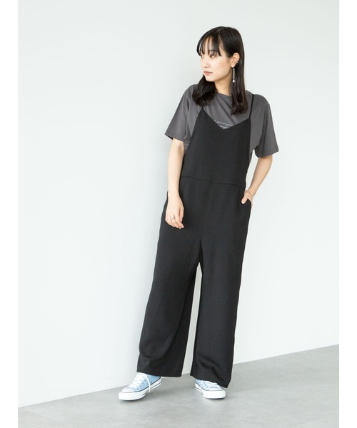 Green Parks(グリーンパークス)の「リラックスサロペット*(サロペット/オーバーオール・レディース・ブラック/ベージュ・FREE)」の7枚目の写真