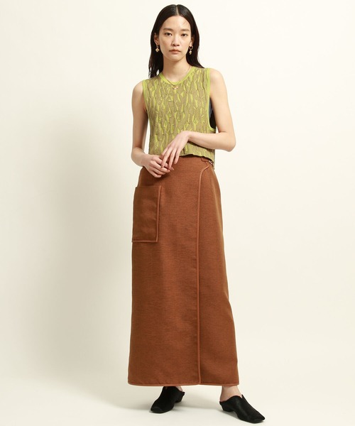 Ray BEAMS（レイビームス）の「Ray BEAMS / パイピング ラップ スカート（スカート・レディース・ブラウン/ベージュ・0/1）」の13枚目の写真