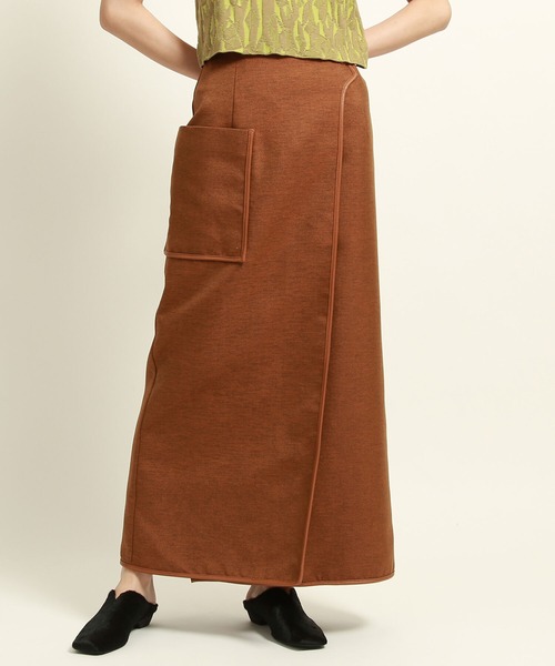 Ray BEAMS（レイビームス）の「Ray BEAMS / パイピング ラップ スカート（スカート・レディース・ブラウン/ベージュ・0/1）」の10枚目の写真