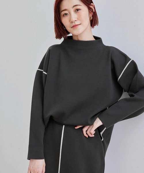 ROPE' PICNIC（ロペピクニック）の「【春まで着られる】Wフェイスボトルネックプルオーバー（ニット/セーター・レディース・チャコールグレー/キナリ/グリーン系その他2・38）」の2枚目の写真