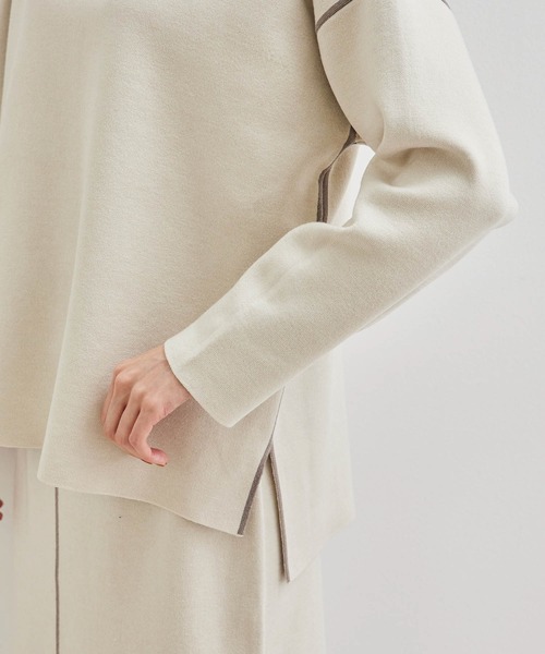 ROPE' PICNIC（ロペピクニック）の「【春まで着られる】Wフェイスボトルネックプルオーバー（ニット/セーター・レディース・チャコールグレー/キナリ/グリーン系その他2・38）」の7枚目の写真