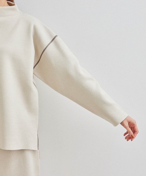 ROPE' PICNIC（ロペピクニック）の「【春まで着られる】Wフェイスボトルネックプルオーバー（ニット/セーター・レディース・チャコールグレー/キナリ/グリーン系その他2・38）」の9枚目の写真