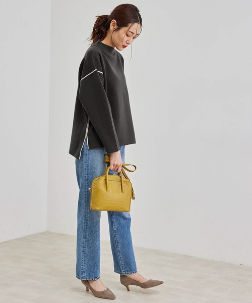 ROPE' PICNIC（ロペピクニック）の「【春まで着られる】Wフェイスボトルネックプルオーバー（ニット/セーター・レディース・チャコールグレー/キナリ/グリーン系その他2・38）」の14枚目の写真