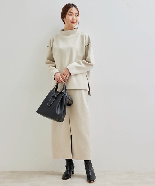 ROPE' PICNIC（ロペピクニック）の「【春まで着られる】Wフェイスボトルネックプルオーバー（ニット/セーター・レディース・チャコールグレー/キナリ/グリーン系その他2・38）」の15枚目の写真