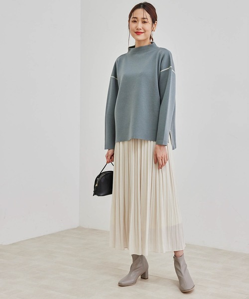 ROPE' PICNIC（ロペピクニック）の「【春まで着られる】Wフェイスボトルネックプルオーバー（ニット/セーター・レディース・チャコールグレー/キナリ/グリーン系その他2・38）」の17枚目の写真