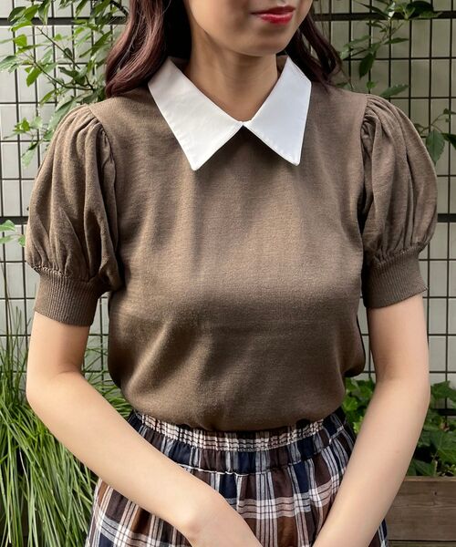 MAJESTIC LEGON（マジェスティックレゴン）の「襟付き2wayニット（ニット/セーター・レディース・ブラック/ブラウン/アイボリー・MEDIUM）」の3枚目の写真