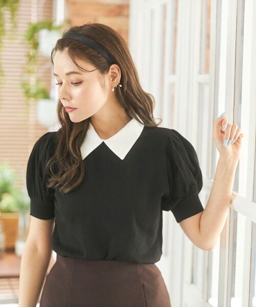 MAJESTIC LEGON（マジェスティックレゴン）の「襟付き2wayニット（ニット/セーター・レディース・ブラック/ブラウン/アイボリー・MEDIUM）」の21枚目の写真