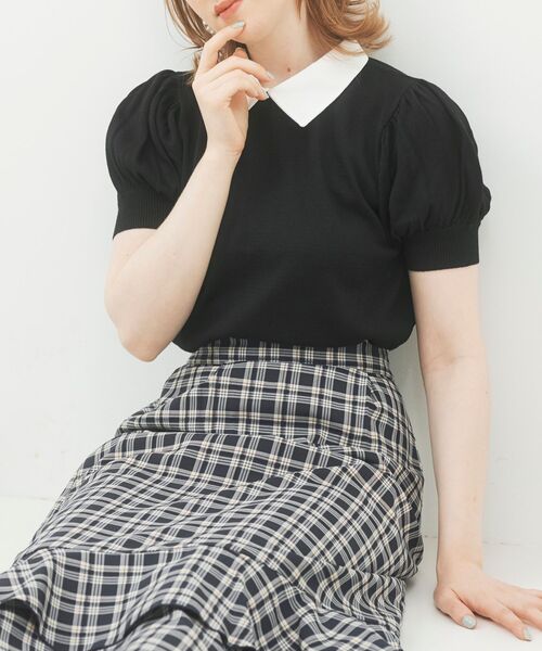 MAJESTIC LEGON（マジェスティックレゴン）の「襟付き2wayニット（ニット/セーター・レディース・ブラック/ブラウン/アイボリー・MEDIUM）」の16枚目の写真