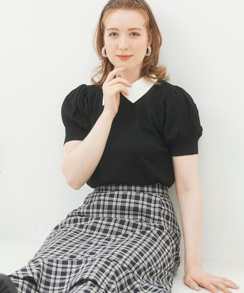 MAJESTIC LEGON（マジェスティックレゴン）の「襟付き2wayニット（ニット/セーター・レディース・ブラック/ブラウン/アイボリー・MEDIUM）」の7枚目の写真