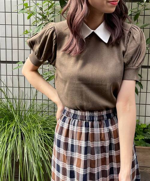 MAJESTIC LEGON（マジェスティックレゴン）の「襟付き2wayニット（ニット/セーター・レディース・ブラック/ブラウン/アイボリー・MEDIUM）」の8枚目の写真