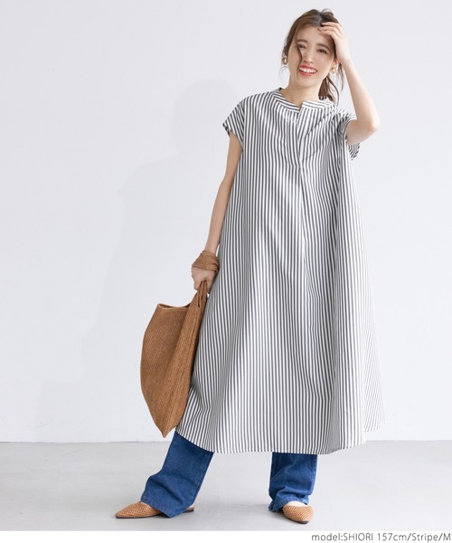 coca（coca）（コカ）の「ストライプスキッパーシャツワンピース（シャツワンピース・レディース・ストライプ・L/M）」の4枚目の写真