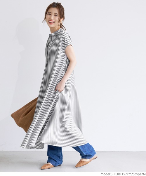 coca（coca）（コカ）の「ストライプスキッパーシャツワンピース（シャツワンピース・レディース・ストライプ・L/M）」の5枚目の写真