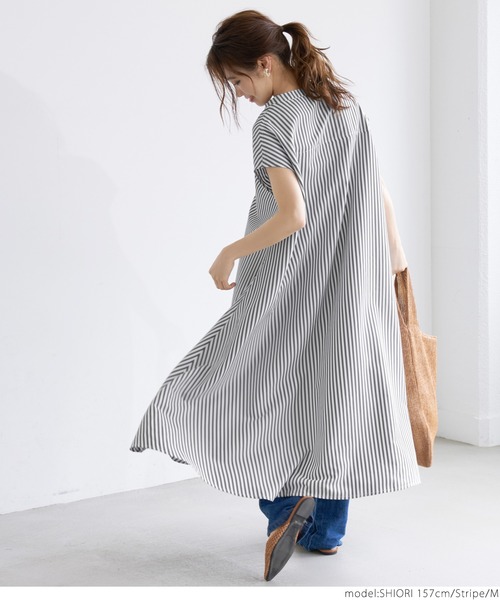 coca（coca）（コカ）の「ストライプスキッパーシャツワンピース（シャツワンピース・レディース・ストライプ・L/M）」の6枚目の写真