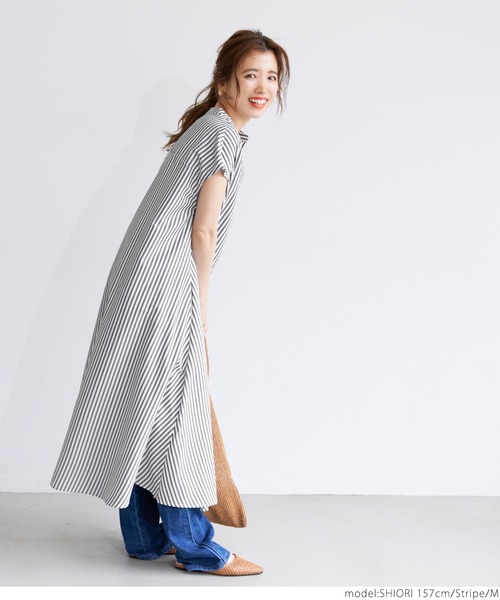 coca（coca）（コカ）の「ストライプスキッパーシャツワンピース（シャツワンピース・レディース・ストライプ・L/M）」の7枚目の写真