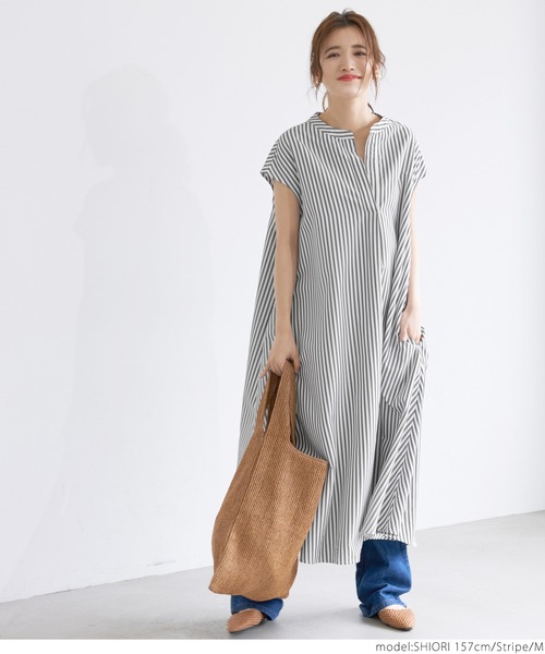 coca（coca）（コカ）の「ストライプスキッパーシャツワンピース（シャツワンピース・レディース・ストライプ・L/M）」の9枚目の写真