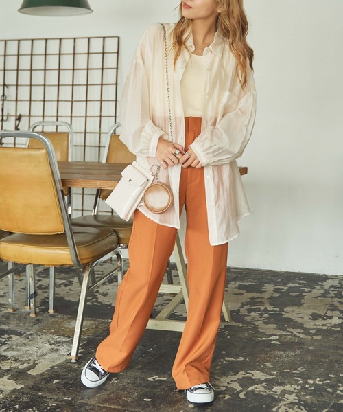 WEGO（ウィゴー）の「WEGO/センタープレスフレアパンツ（スラックス・レディース・オレンジ/ホワイト/グリーン/ブルー/ブラック・MEDIUM/SMALL）」の20枚目の写真