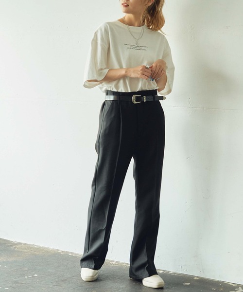 WEGO（ウィゴー）の「WEGO/センタープレスフレアパンツ（スラックス・レディース・オレンジ/ホワイト/グリーン/ブルー/ブラック・MEDIUM/SMALL）」の18枚目の写真