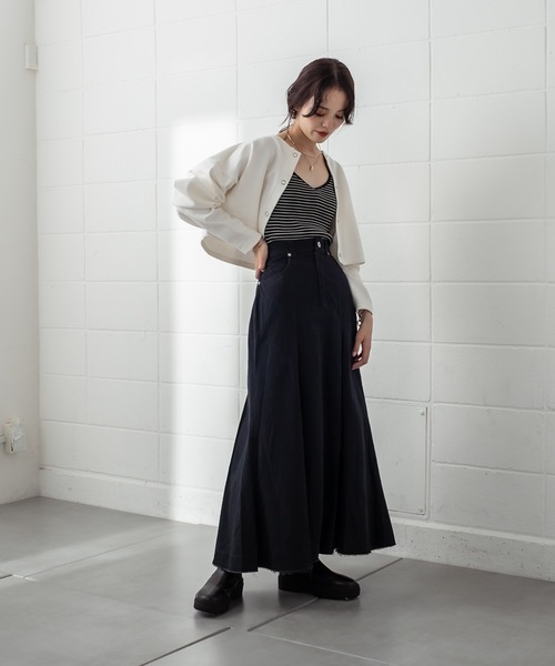 mystic（ミスティック）の「タックフレアスカート（スカート・レディース・ブラック/ベージュ/オリーブ・1/2）」の4枚目の写真
