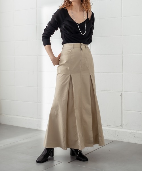 mystic（ミスティック）の「タックフレアスカート（スカート・レディース・ブラック/ベージュ/オリーブ・1/2）」の7枚目の写真
