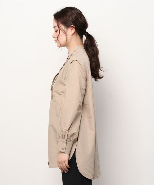 Per sist ence（パーシエンス）の「Per sist ence/パーシエンス　 T/Cツイル ピンタック入りチュニックシャツ（シャツ/ブラウス・レディース・ブラック/オフホワイト/グレイッシュベージュ・FREE）」の5枚目の写真