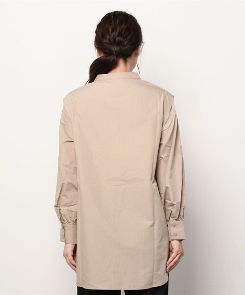 Per sist ence（パーシエンス）の「Per sist ence/パーシエンス　 T/Cツイル ピンタック入りチュニックシャツ（シャツ/ブラウス・レディース・ブラック/オフホワイト/グレイッシュベージュ・FREE）」の4枚目の写真