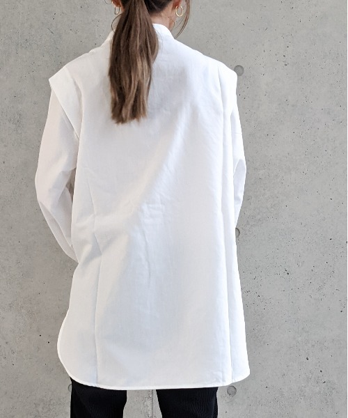 Per sist ence（パーシエンス）の「Per sist ence/パーシエンス　 T/Cツイル ピンタック入りチュニックシャツ（シャツ/ブラウス・レディース・ブラック/オフホワイト/グレイッシュベージュ・FREE）」の12枚目の写真