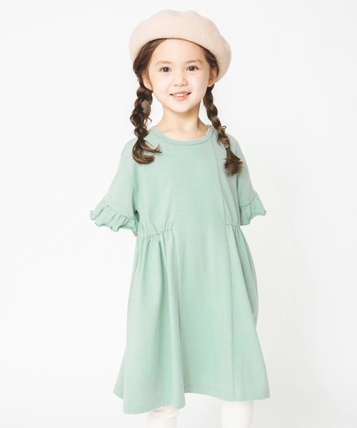 BRANSHES（ブランシェス）の「袖フリルワンピース（ワンピース・キッズ・グリーン/ピンク・110cm/150cm/120cm/100cm/90cm/140cm/130cm）」の3枚目の写真