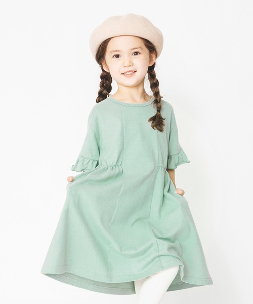 BRANSHES（ブランシェス）の「袖フリルワンピース（ワンピース・キッズ・グリーン/ピンク・110cm/150cm/120cm/100cm/90cm/140cm/130cm）」の4枚目の写真
