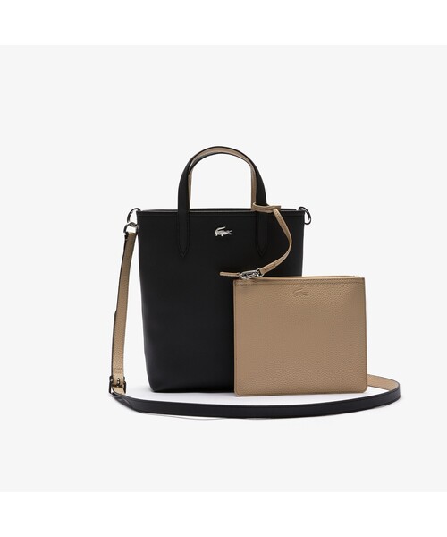 追跡有送料込【LACOSTE】 縦型 リバーシブル トート ラコステ LACOSTE ANNAリバーシブル縦型トート （ブラック） -靴