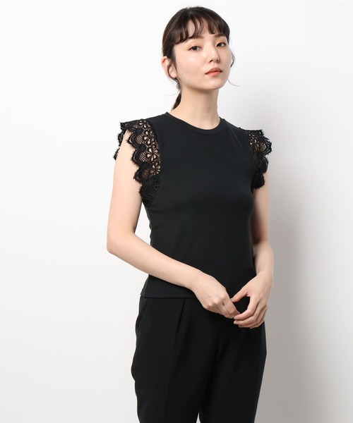 DURAS(デュラス)の「ショルダーレーストップス(Tシャツ/カットソー・レディース・ホワイト/ブラック・FREE)」の2枚目の写真