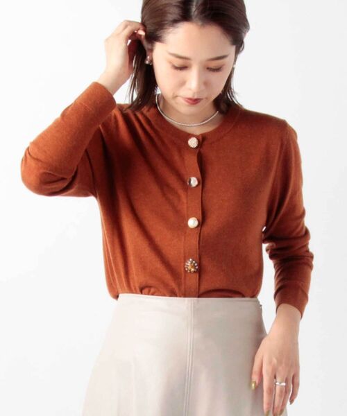 Torrazzo Donna(トラッゾドンナ)の「◇【WEB限定】【TORRAZZO DONNA/ トラッゾドンナ】ビジュー付きカーディガン(カーディガン/ボレロ・レディース・ブラック/オフホワイト/ピンク/グリーン/キャメル・FREE)」の1枚目の写真