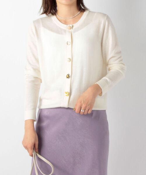 Torrazzo Donna(トラッゾドンナ)の「◇【WEB限定】【TORRAZZO DONNA/ トラッゾドンナ】ビジュー付きカーディガン(カーディガン/ボレロ・レディース・ブラック/オフホワイト/ピンク/グリーン/キャメル・FREE)」の9枚目の写真