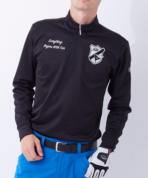 FILA（フィラ）の「【FILA:フィラゴルフ】メンズハーフZIPシャツ / ゴルフウェア（シャツ/ブラウス・メンズ・ブラック/ネイビー/オフホワイト・LARGE/X-LARGE/MEDIUM）」の7枚目の写真