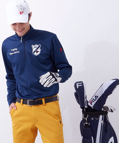 FILA（フィラ）の「【FILA:フィラゴルフ】メンズハーフZIPシャツ / ゴルフウェア（シャツ/ブラウス・メンズ・ブラック/ネイビー/オフホワイト・LARGE/X-LARGE/MEDIUM）」の5枚目の写真