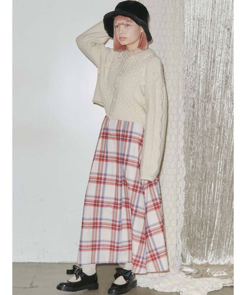 merry jenny（メリージェニー）の「flowerケーブルニットジャケット（カーディガン/ボレロ・レディース・ブラック/ブラウン/アイボリー・FREE）」の9枚目の写真