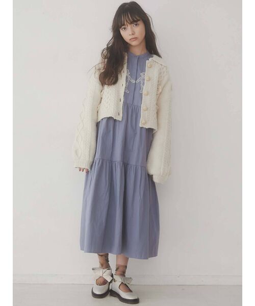 merry jenny（メリージェニー）の「flowerケーブルニットジャケット（カーディガン/ボレロ・レディース・ブラック/ブラウン/アイボリー・FREE）」の21枚目の写真