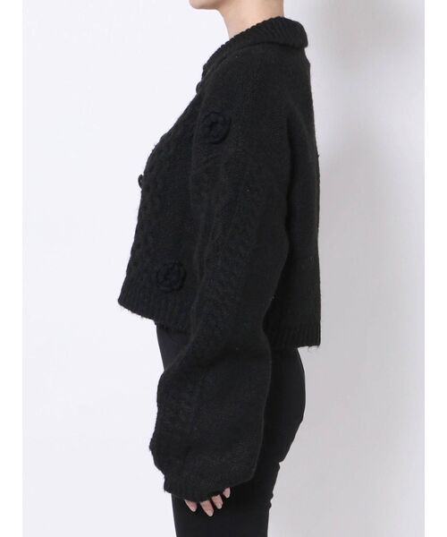 merry jenny（メリージェニー）の「flowerケーブルニットジャケット（カーディガン/ボレロ・レディース・ブラック/ブラウン/アイボリー・FREE）」の12枚目の写真